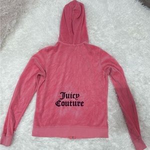Juicy Couture hot pink velour zip up hoodie size L trendy retro 90’s
